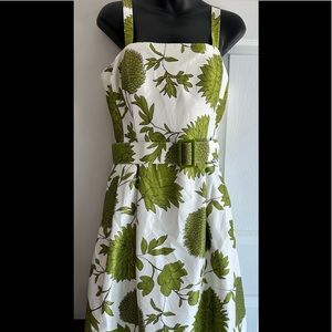Elegant Olive Green Print Dress